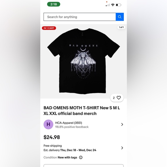 BAD OMENS MOTH T-SHIRT - Picture 5 of 5